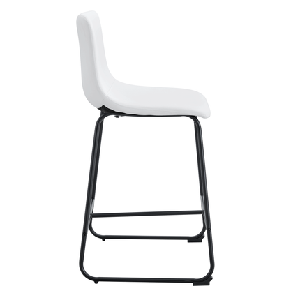 A Set of 2 Modern Minimalist Style PU Material Bar Stools - White, Suitable for Kitchen, Bar and Modern Home Design, With Product Dimensions of 17.7*14.5*37 inches