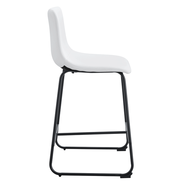 A Set of 2 Modern Minimalist Style PU Material Bar Stools - White, Suitable for Kitchen, Bar and Modern Home Design, With Product Dimensions of 17.7*14.5*37 inches