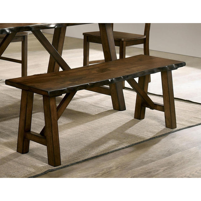 Rustic Walnut Finish 1pc Bench Only Live Edge Design Distressed Wood Seat Dining Room Furniture Solid wood Bench