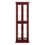 Lighted Curio Cabinet with Adjustable Shelves, Mirrored Back, and Tempered Glass Doors, 6-Tier Cherry Finish