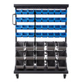 7-Tier Double-Sided Rolling Bin Storage Rack, 94 Plastic Bins, Dual-Sided Parts Organizer with Wheels, Mobile Tool Organizer for Garage, Warehouse, Office, Restaurant, Classroom, Kitchen