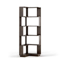 6 Tier L-Shaped Corner Bookshelf for Living Room Bedroom, Wooden Display Rack with Anti-Drop Panel & Anti-Tipping Device, Dark Brown Engineered Wood, 21.65L x 21.65W x 64.57H inches