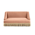 Duchess 33' Medium Princess Pet Bed Sofa with Fringe Skirt in Peach Orange Performance Velvet