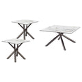 Newport Mirage White 3-Piece Coffee Table Set with Sintered Stone Tops and Black Nickel Electroplated Bases in Mirage White