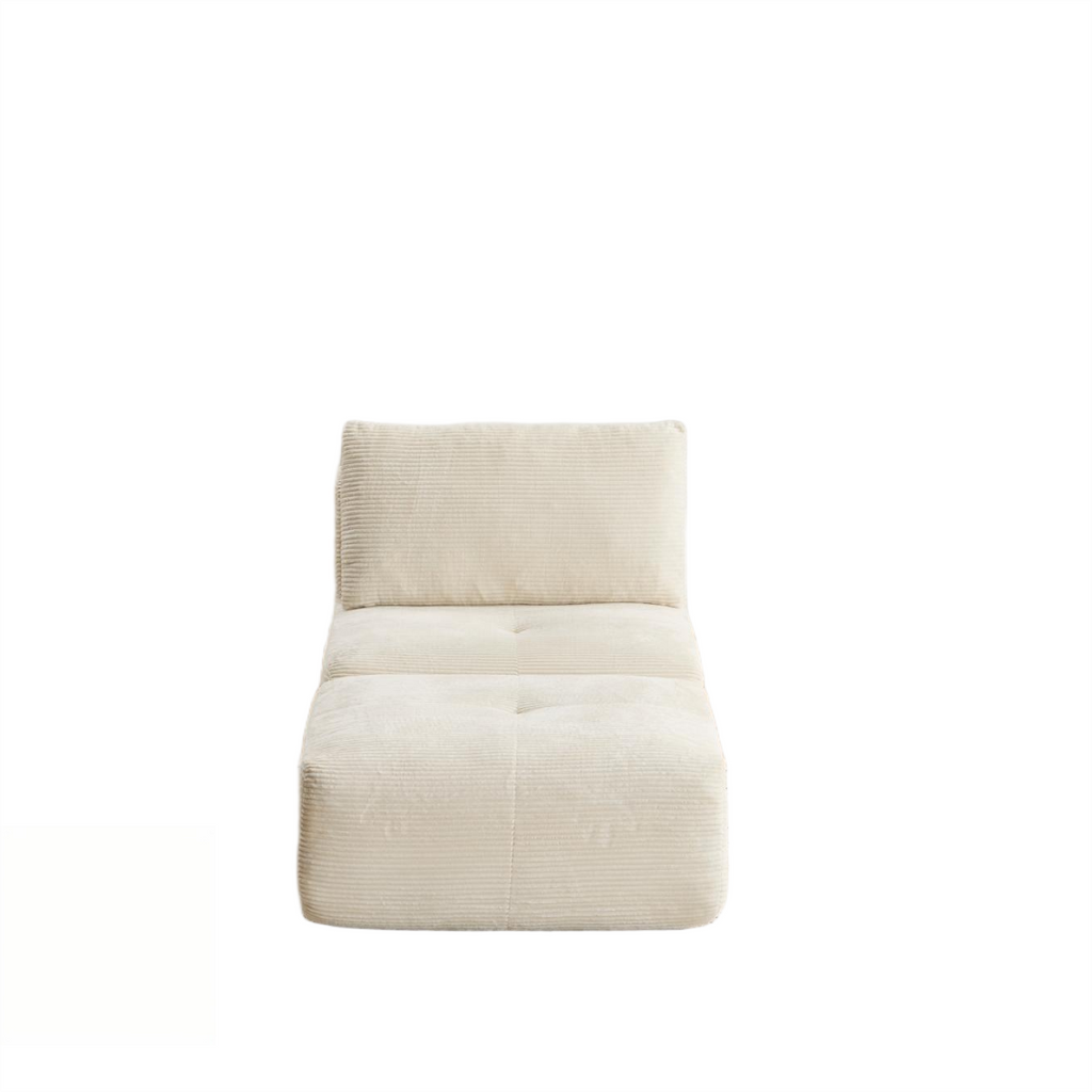 Modern Memory Foam Compressed Sofa,Single Chaise Longue for Living Room,Pet-Friendly Cloud Modular Sectional Sofa,Corduroy Fabric,Movable Ottoman,No assembly required,Beige