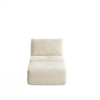 Modern Memory Foam Compressed Sofa,Single Chaise Longue for Living Room,Pet-Friendly Cloud Modular Sectional Sofa,Corduroy Fabric,Movable Ottoman,No assembly required,Beige