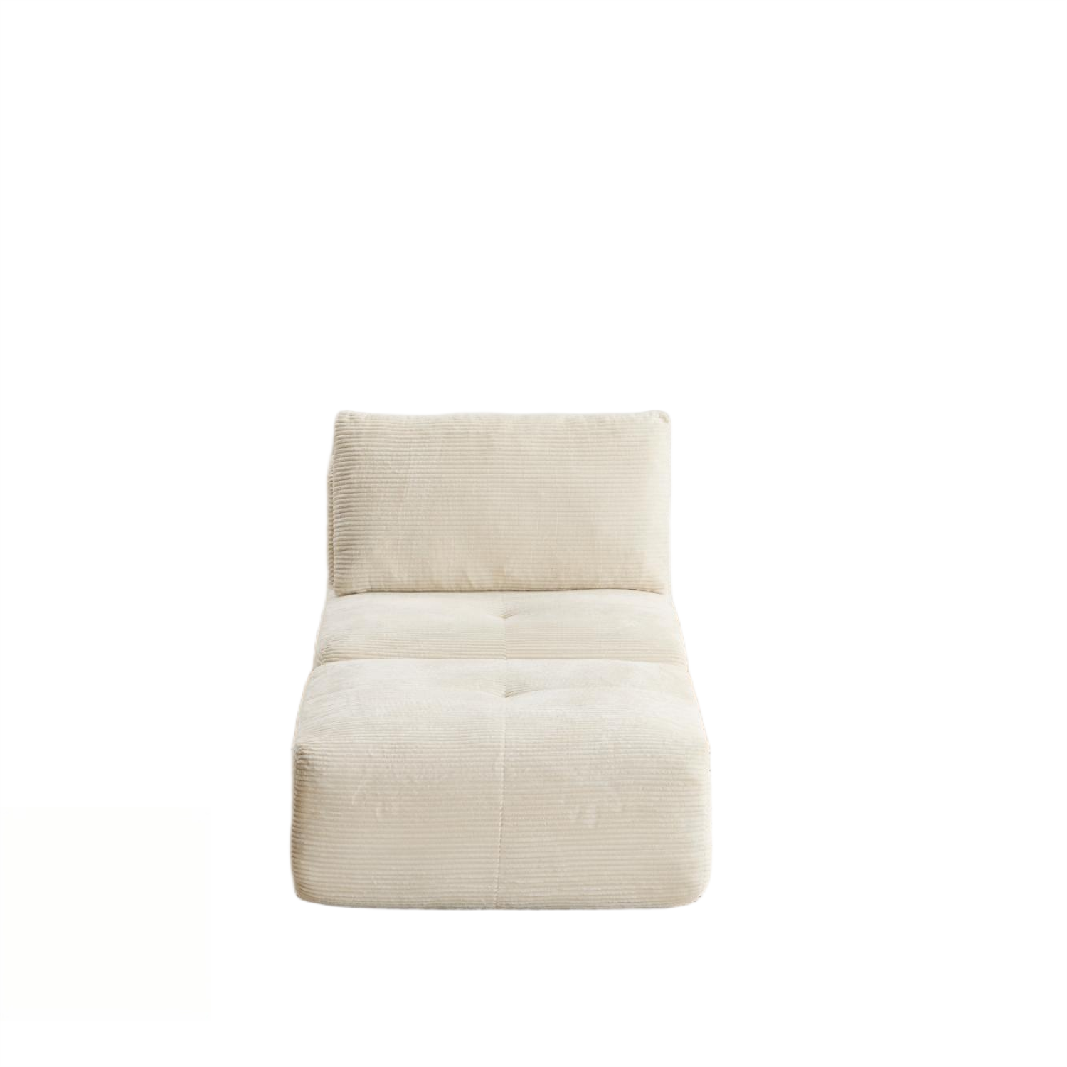 Modern Memory Foam Compressed Sofa,Single Chaise Longue for Living Room,Pet-Friendly Cloud Modular Sectional Sofa,Corduroy Fabric,Movable Ottoman,No assembly required,Beige