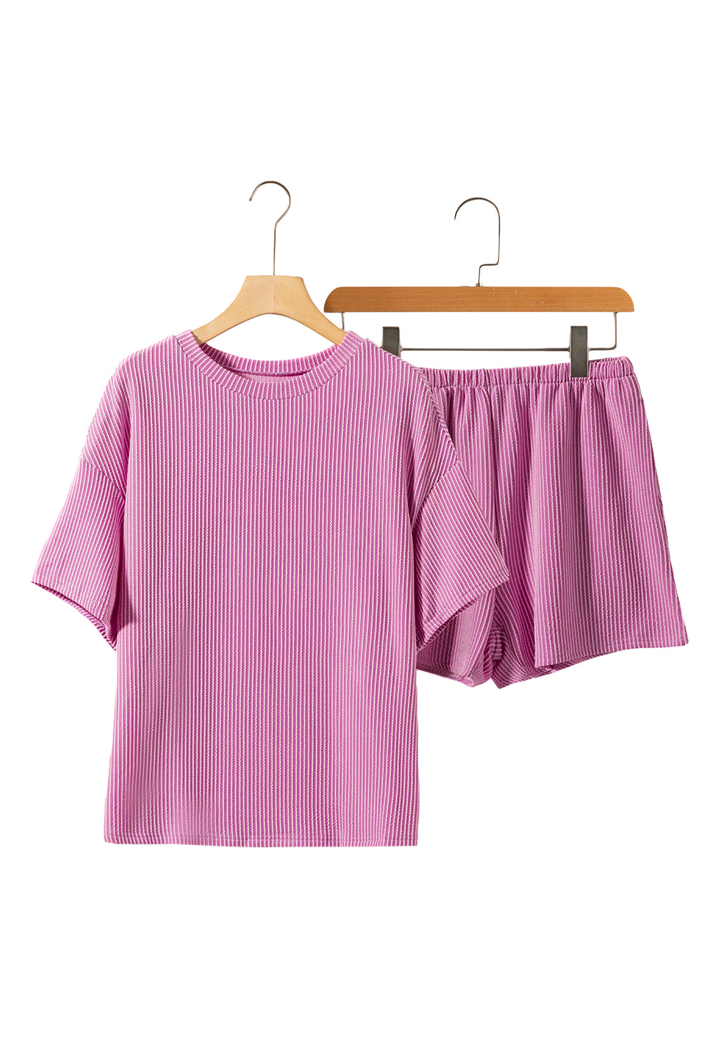 Phalaenopsis Ribbed Textured Loose Fit Tee & Shorts Set - Eloy Royal