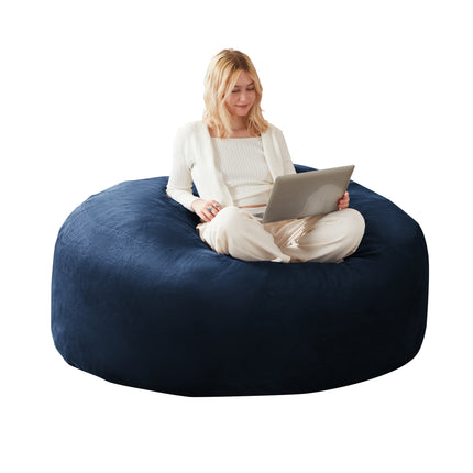 6FT bean bag chair, memory foam filling, adult and teen bean bag chair, soft sofa with removable flannel cover, round sofa for living room, bedroom, college dorm.