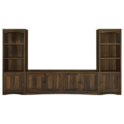 Lunetta Dark Pine 3-Piece TV Stand with Media Towers - Rustic Style, Engineered Wood, Dark Pine Finish, 125-inch Wide