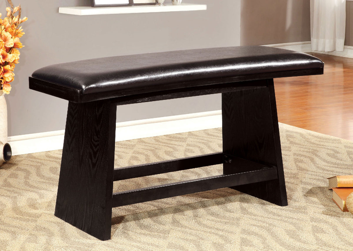 Modern Contemporary Style 1pc Counter Height Bench Leather Padded Seat Black Finish