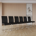 Modern Dining Chairs,PU Faux Leather High Back Upholstered Side Chair with C-shaped Tube plating Metal Legs for Dining Room Kitchen Vanity Patio Club Guest Office Chair (Set of 4) (Black+PU Leather) - Eloy Royal