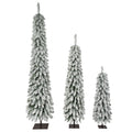 Slim Snow Flocked Pre-Lit Pencil Christmas Tree, 3.9FT/5.9FT/7.9FT with 750 Branch Tips, 480 LED Lights, Warm White Glow, Metal Base for Indoor Holiday Decor