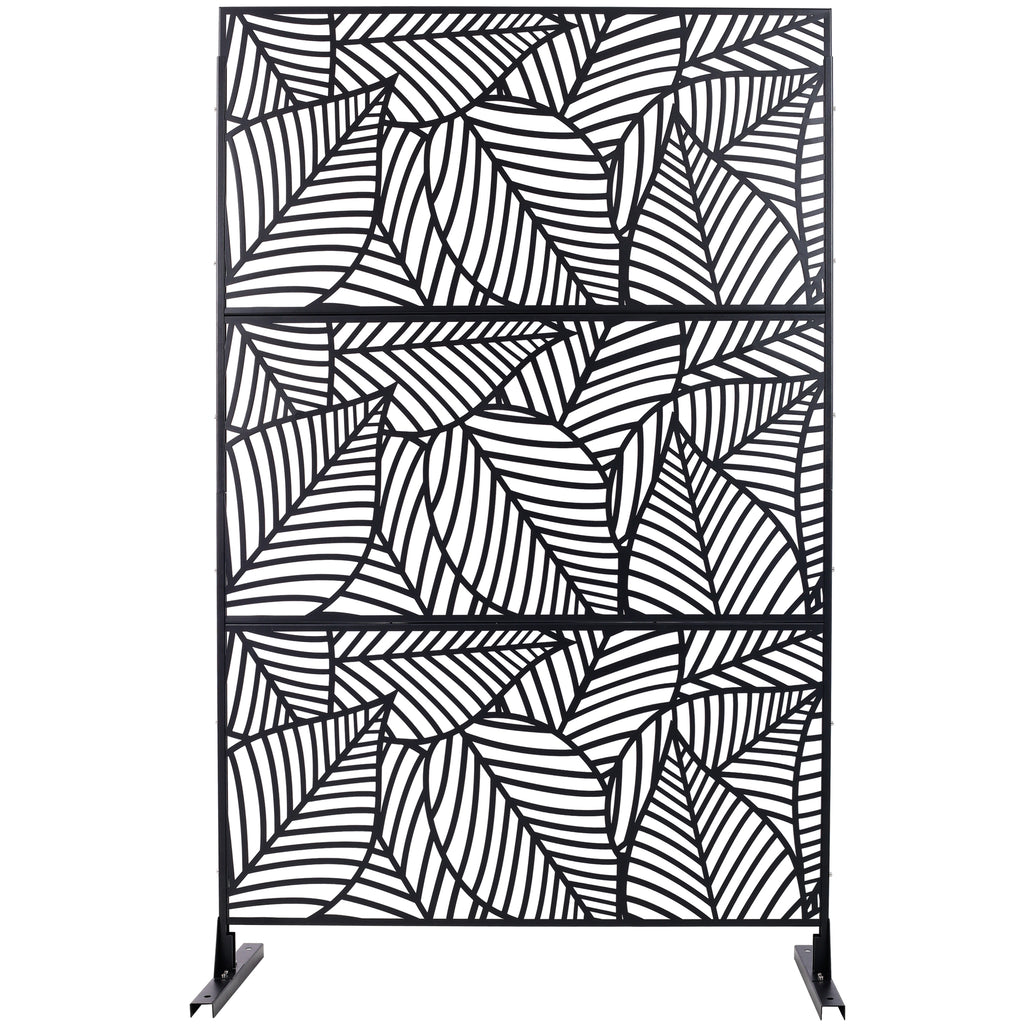 Outdoor & Indoor Privacy Screen Metal Privacy Screen 76' H×48' W, Freestanding Decorative Privacy Screen for Deck Balcony Patio, Privacy Fence Panels for Outside Lawn Garden PS111 BLACK