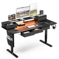71x32' Sit-Stand Desk w/ 5 Drawers, Power Hub, LED Lights, Monitor Shelf & Cable Mgt, 28.3-47.2' Adj, Black