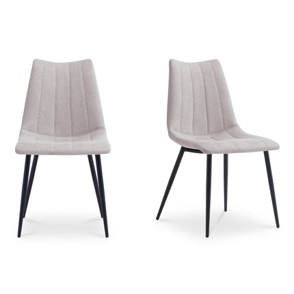 Dining Chair, Performance Fabric Upholstery, Vertical Stitching, Beige - Set of 2