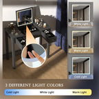 Makeup Vanity Desk with Mirror - 3-Level Adjustable LED Lighting, Flip-Top Storage 2 Drawers & 3 Removable Organizer Boxes, Multifunctional Compact Dressing Table for Bedroom, 15.75 Inch Width-Black - Eloy Royal