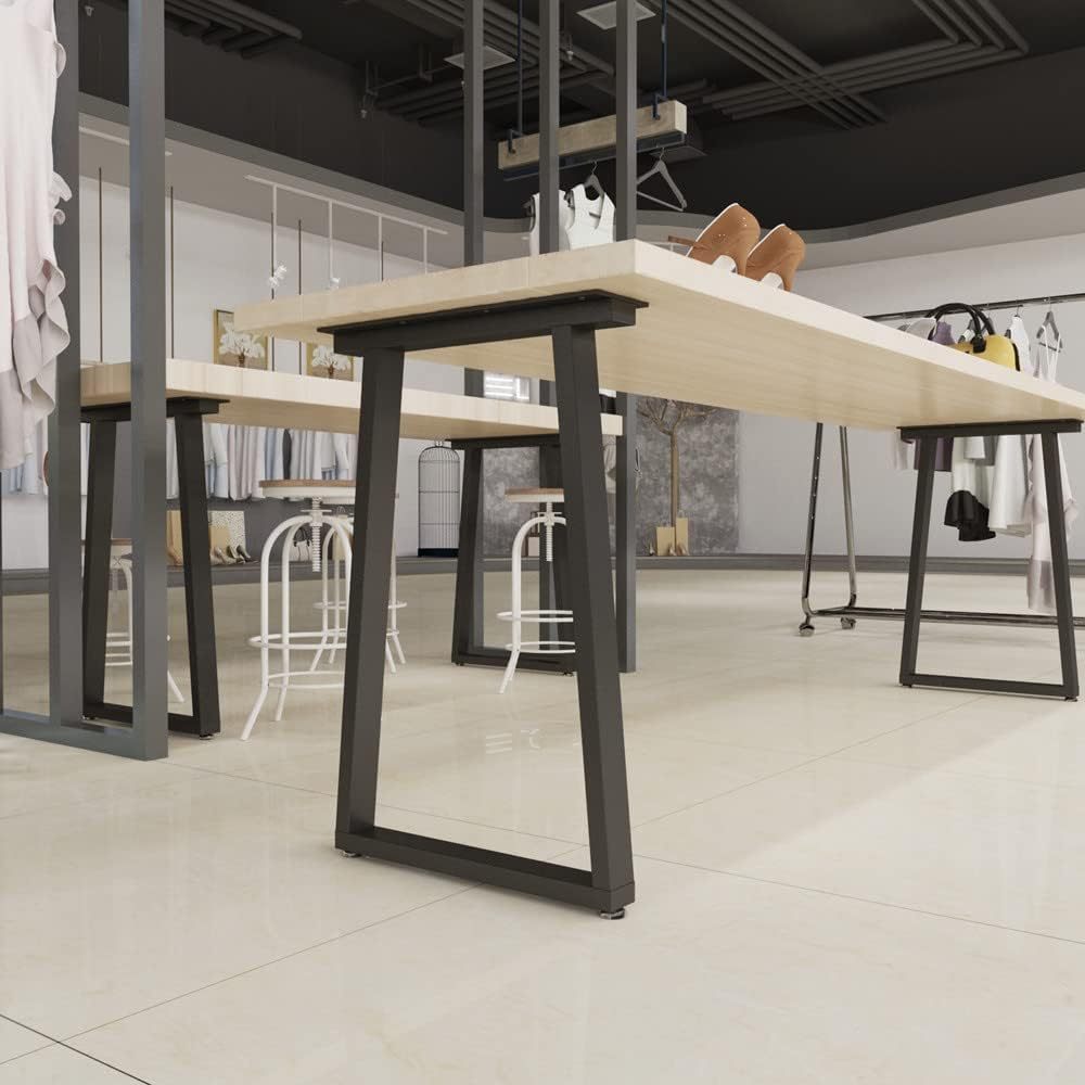 Metal Table Legs 28''x 24'' Heavy-Duty Desk Legs Industrial Furniture Legs for Dinning Table, Computer Table, Office Table (2Pcs)-Black