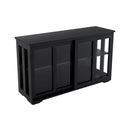 Kitchen Storage Stand Cupboard With Glass Door-Black - Eloy Royal