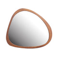 Walnut Asymmetrical Wall Mirror 45 Inch Solid Wood Framed Dressing Mirror for Living Room Bedroom Bathroom Hallway Entry Way