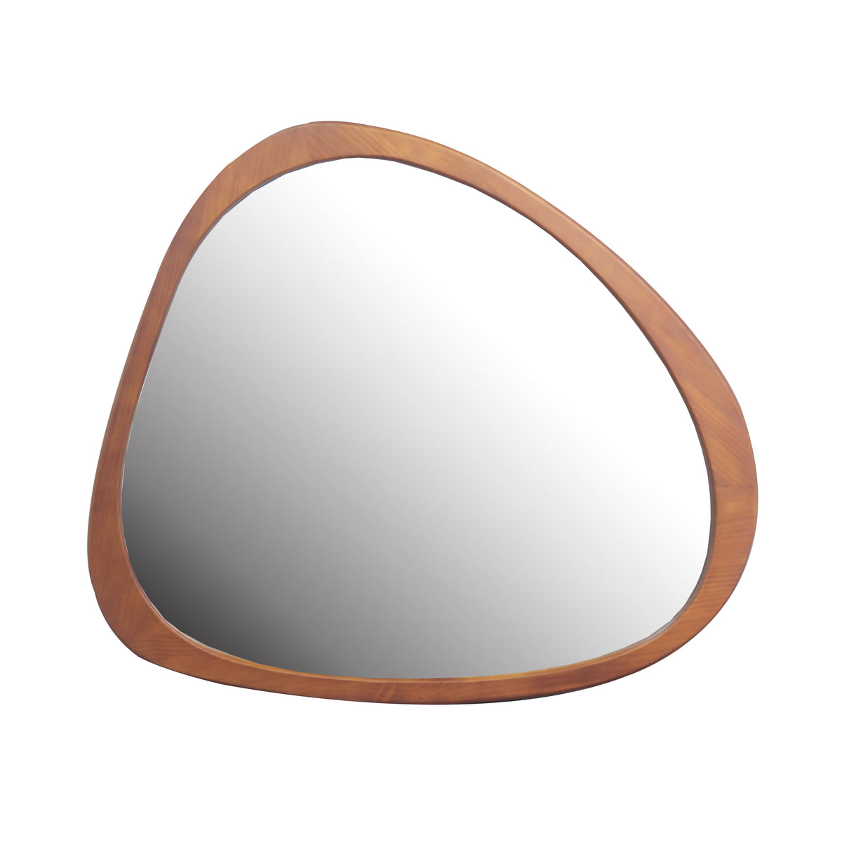 Walnut Asymmetrical Wall Mirror 45 Inch Solid Wood Framed Dressing Mirror for Living Room Bedroom Bathroom Hallway Entry Way