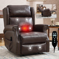 Brown Manual Recliner Chair in Faux Leather for Living Room with Heavy Duty Motion Mechanism, 8 vibrating nodes and 3 massage modes