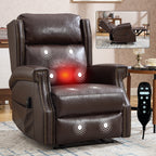 Brown Manual Recliner Chair in Faux Leather for Living Room with Heavy Duty Motion Mechanism, 8 vibrating nodes and 3 massage modes
