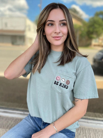 Be Kind Smiley Embroidered T-Shirt