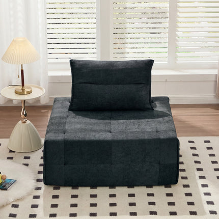Deep Seat Modular Sectional Sofa with Adjustable Backrest – 39.37' Chenille Compressed Couch for Living Room, Bedroom, Lounge (1 Piece) Black.