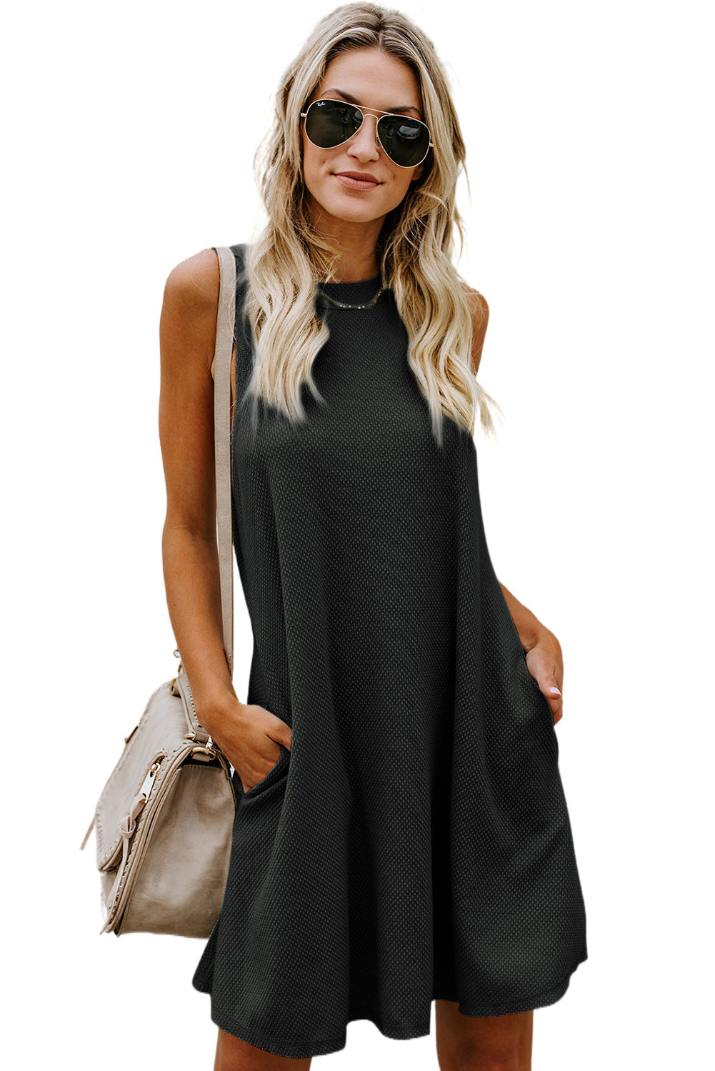 Gray Crisscross Cut-out Back Knit Tank Petal Dress - Eloy Royal