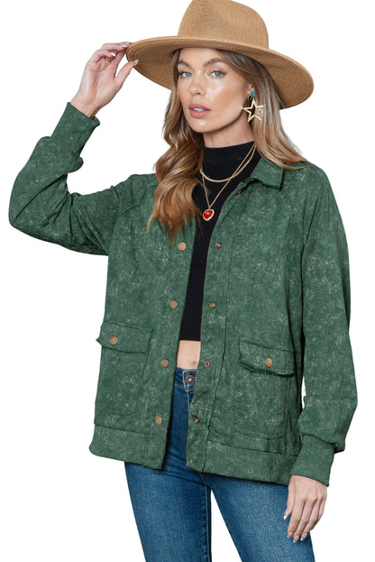 Wholesale Khaki Snap Button Casual Jacket with Flap Pockets - Eloy Royal