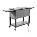 80QT Rolling Ice Chest, Holds up to 50 Bottles / 110 Cans, Portable Patio Party Bar Drink Cooler Cart with Bottom Shelf & Foldable Side Shelves, Beverage Pool with Swivel Wheels & Bottle Opener