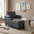 Accent Chair and Storage Ottoman Set, Versatile Single Chaise Lounge Convertible Sleeper Bed W/Reclining Backrest,Cupholders,USB-C Ports