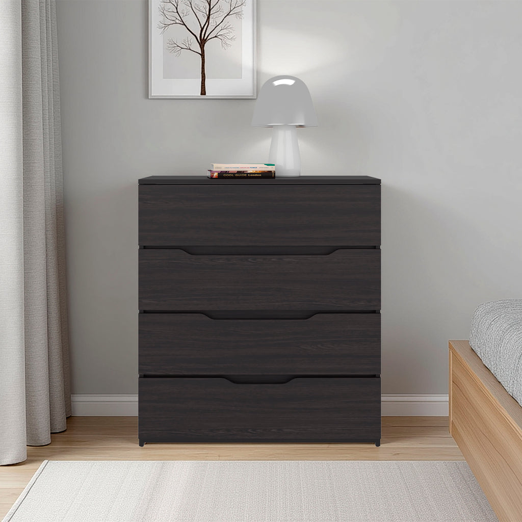 Aralia Drawer Dresser, Four Drawers, Superior Top, Black Wengue