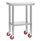 Stainless Steel Table, 24 x 18 Inches Food Prep Worktable with Wheels, Kitchen Prep Table with Adjustable Undershelf Workstations for Commercial Kitchen, Restaurant, Hotel and Garage, Outdoor - Eloy Royal