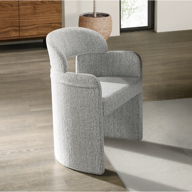 Kyree Ivory & Grey Chenille Arm Chair (Set of 2)