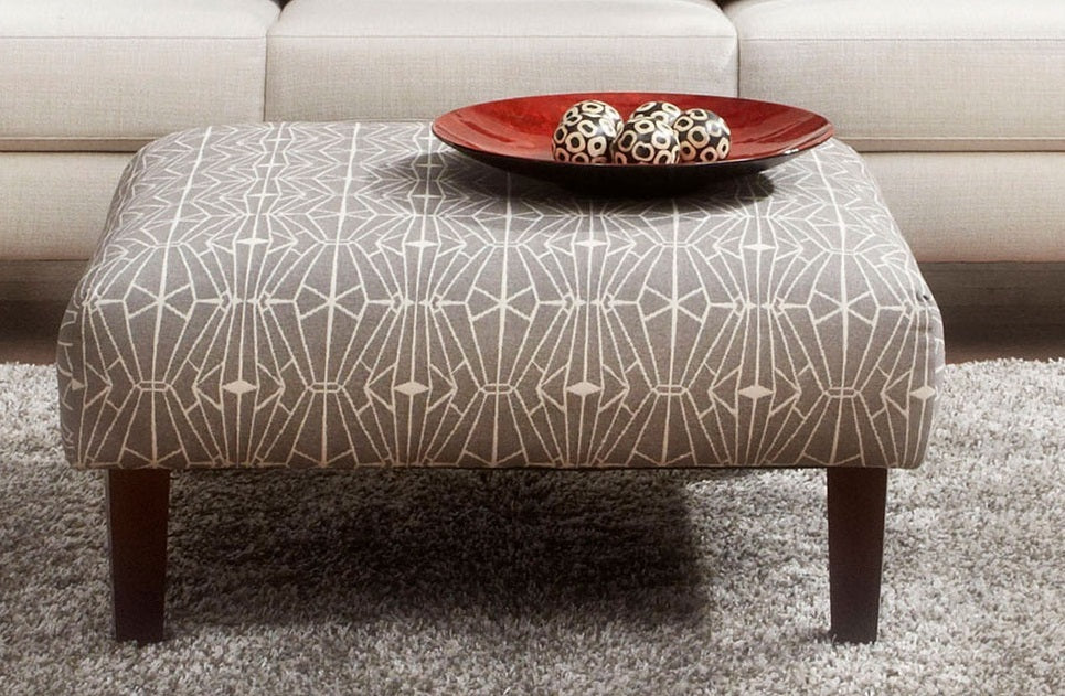 Contemporary style Square Upholstery Ottoman Triangle Pattern With High Density Foam Cushion Neutral Finish