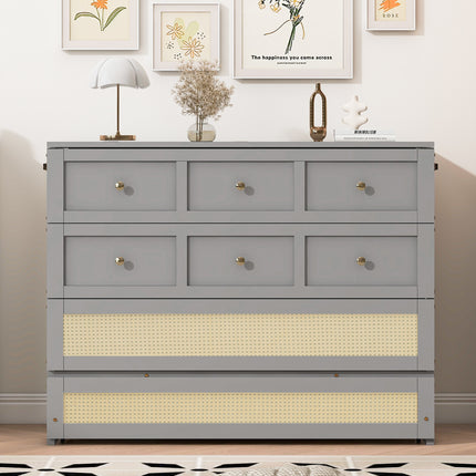 Full Size Murphy Bed with Large Drawers,Gray (OLD SKU:N708P336203E)
