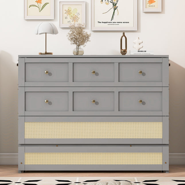 Full Size Murphy Bed with Large Drawers,Gray (OLD SKU:N708P336203E)