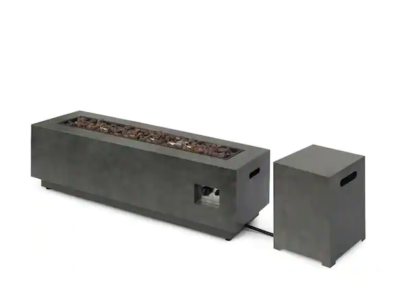 RECTANGULAR IRON FIRE PIT -50 000 BTU WITH TANK HOLDER