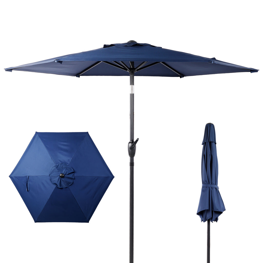 7.5 FT Patio Umbrella, Outdoor Market Yard Umbrella, Sun Shade Umbrella with Push Button Tilt and Crank Mechanism for Garden, Deck, Pool and Backyard, Not Include Umbrella Base, Blue