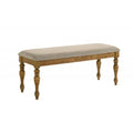 Antique Natural Oak Wood Dining Bench with Cushion, Farmhouse Style Bench in Brown, Solid Wood and Veneer