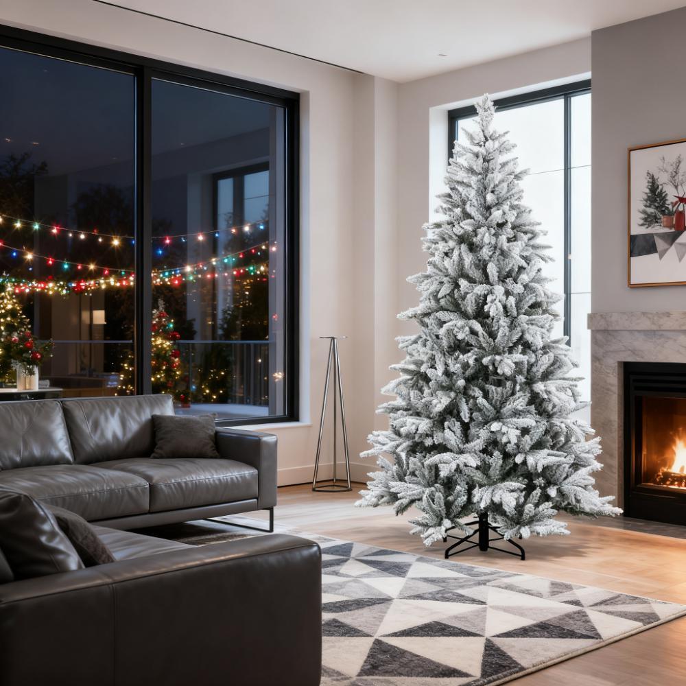 Hinged Xmas Tree,Artificial Flocked Christmas Tree with Snow Tips, Easy Assembly,for Festive Christmas Decor