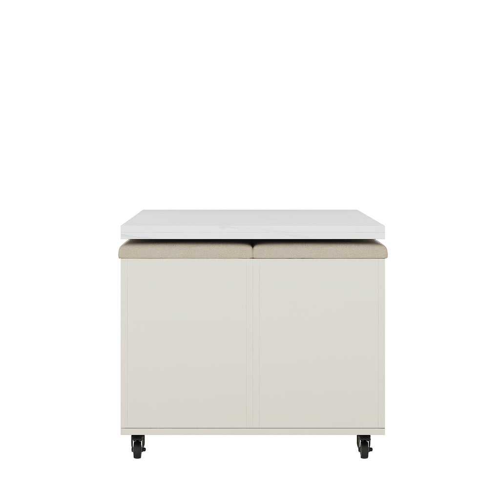 Modern lift coffee table, living room with 4 chairs, expandable 1 hidden storage space+2 drawers, folding dining table