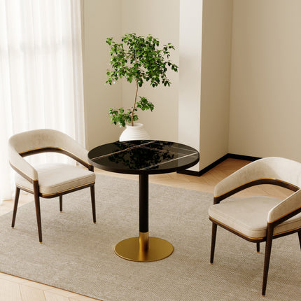Round Modern Dinning Table 31.5 inches Bistro Table Tulip Table with Faux Marble top,Easy Assemble,Sturdy Metal Frame Diameter