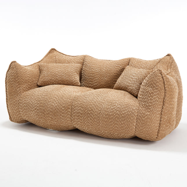 Comfortable Dual Beanbag Chair with High Resilience Foam Core for Two People in Coffee Chenille