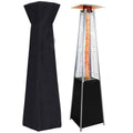 Pyramid Patio Heater 48,000 BTU Propane Outdoor Heater with Detachable Wheels, Protective Cover, Black+Silver Glass+Metal Construction