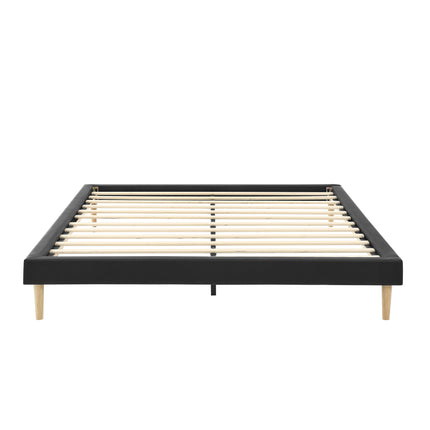 Headboard-Free King Size Wood Slat Platform Bed Frame,Black