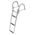 Boat Ladder, 3 Steps, Stainless Steel Telescoping Folding Swim Deck Ladder for Rear Entry Inboard, 600 lbs Capacity with Wide Anti-Slip Steps & Handrails, for Outboards, Yacht, Pontoon Boats