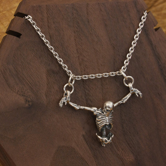 S925 Sterling Silver Skull Pendant Necklace